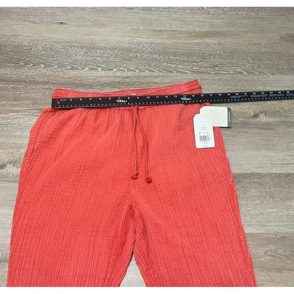 Wonderly Wide Leg Pants Gauze Womens Large Orange Boho Cottagecore Cropped - Picture 5 of 10